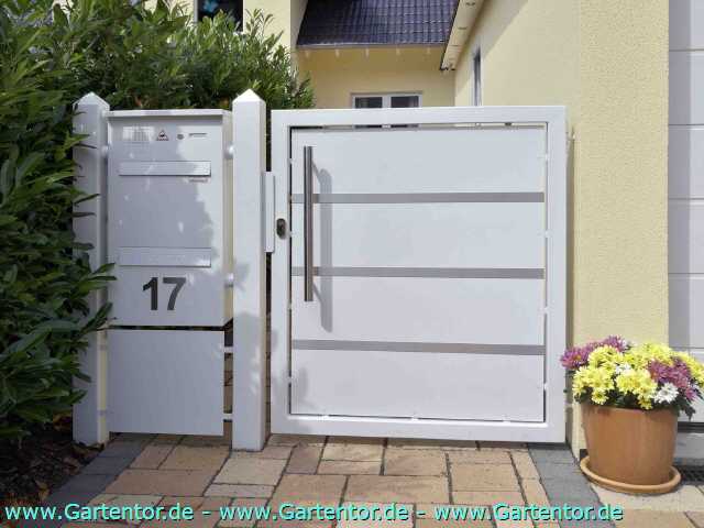 Gartentor metall blickdicht Mod W&uuml;rzburg weis 1